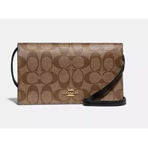 Coach Soldout Foldover Crossbody Clutch In Signature Canvas
